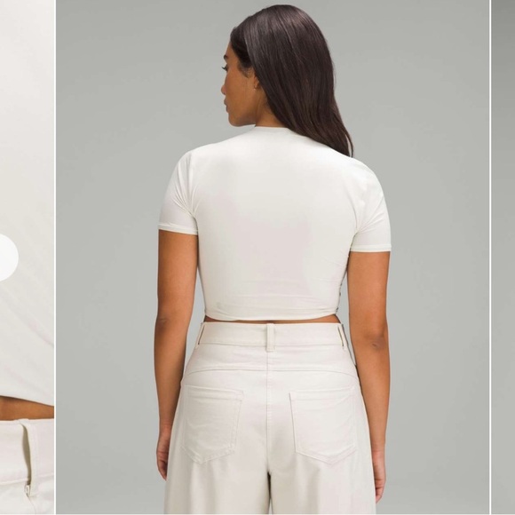 Lululemon Crewneck Cropped T-Shirt Bone Size Large - Picture 2 of 8